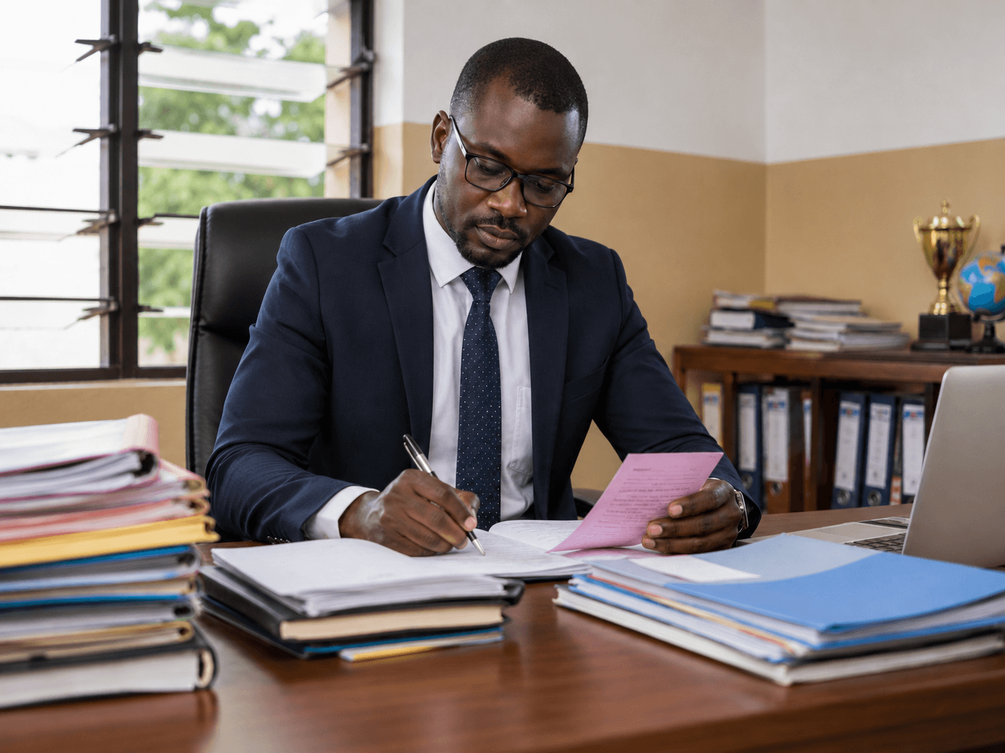 Directeur des études travaillant dans son bureau